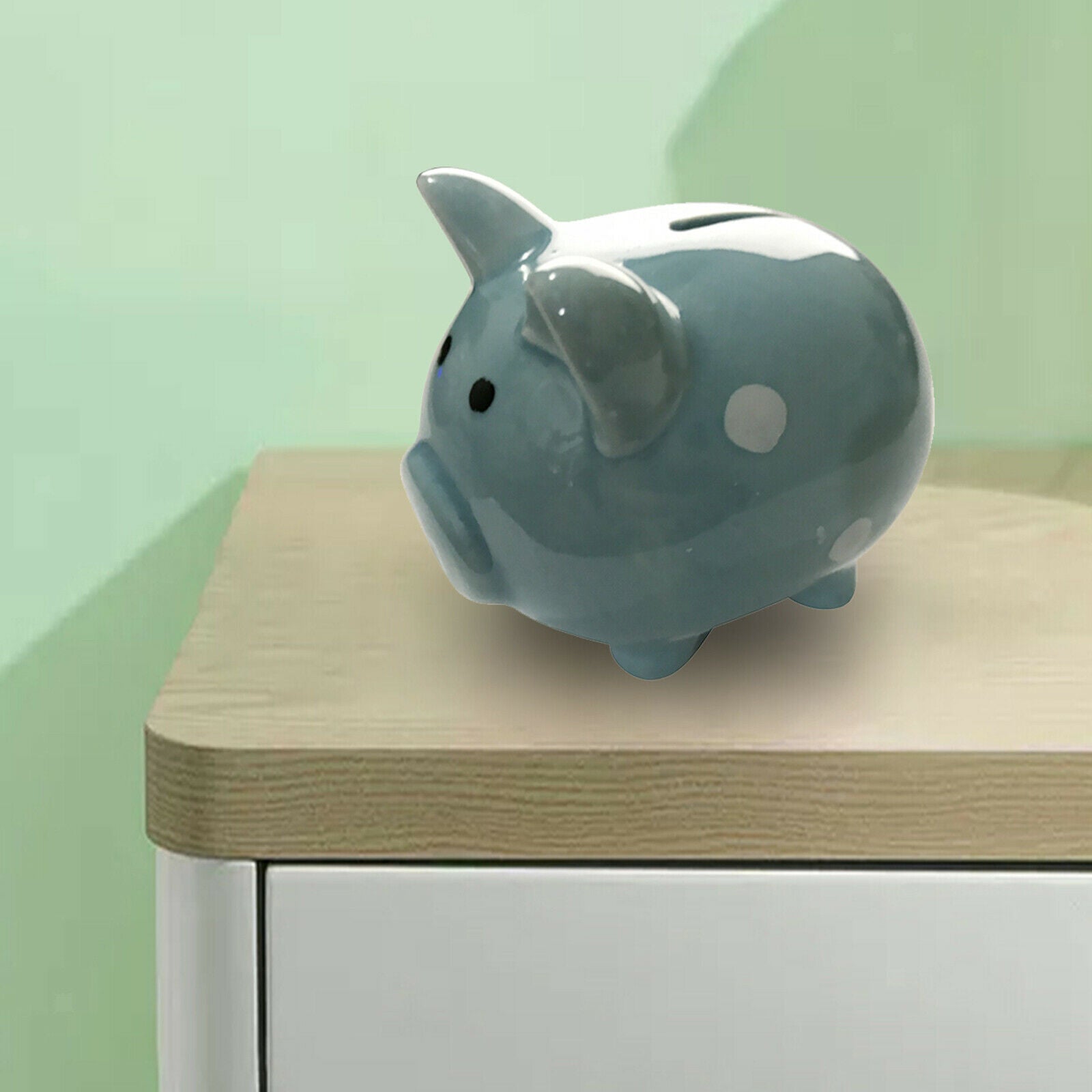 Cute Pig Piggy Bank Ceramic Coin Saving Storage Money Box Kids Gift Blue