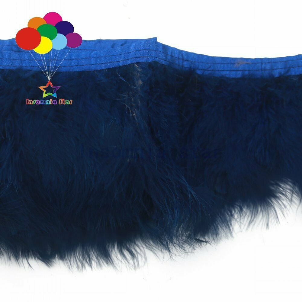 Navy 2 Meter 6-7 inch Fluffy Marabou Turkey Feathers Trims for Crafts Jewelry