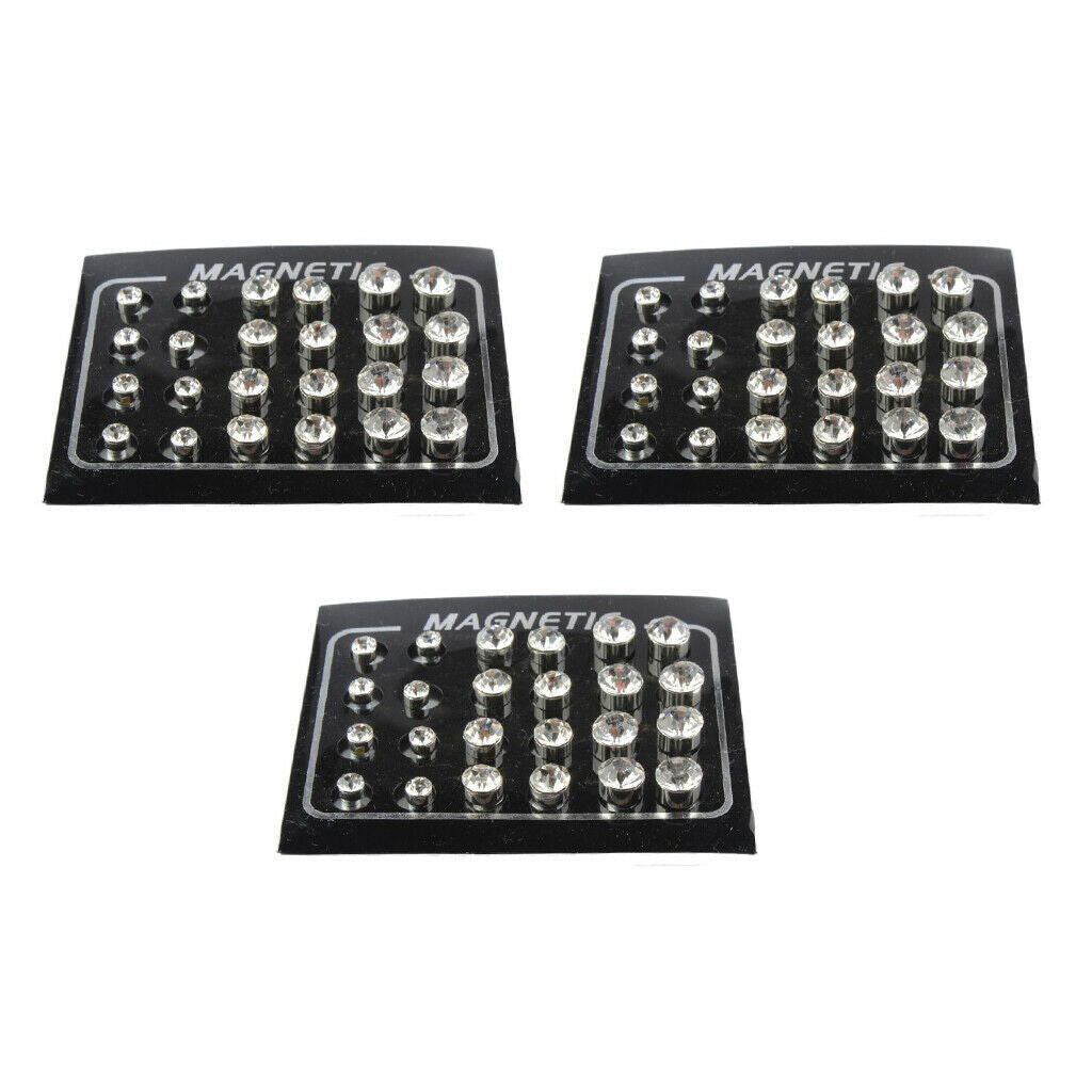 36 Pairs Crystal Ear Studs Magnet Earrings No Pierced Jewelry Men Women
