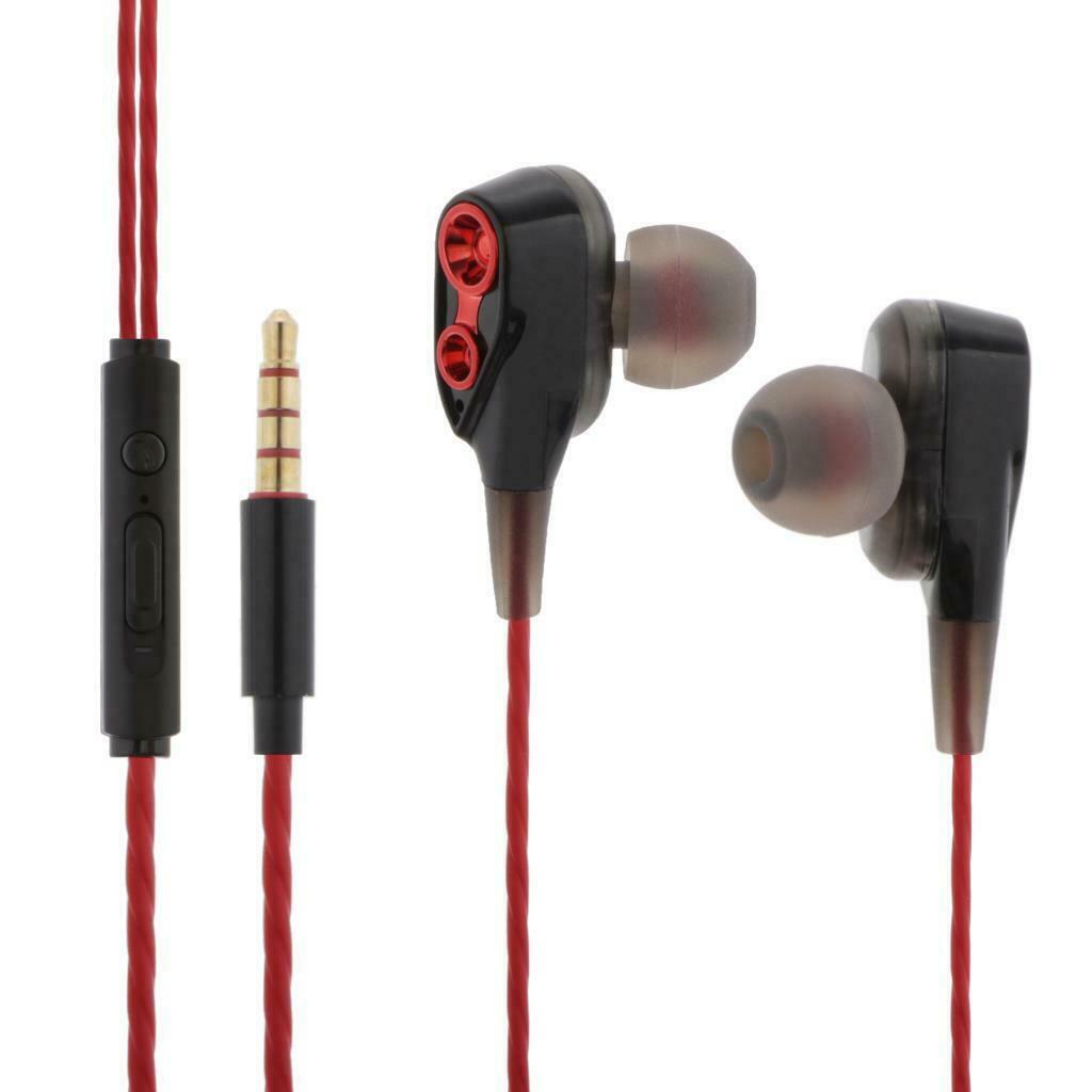 Dual Coil Wired Sports In-Ear Earphones Hands-Free Call Noise-isolating