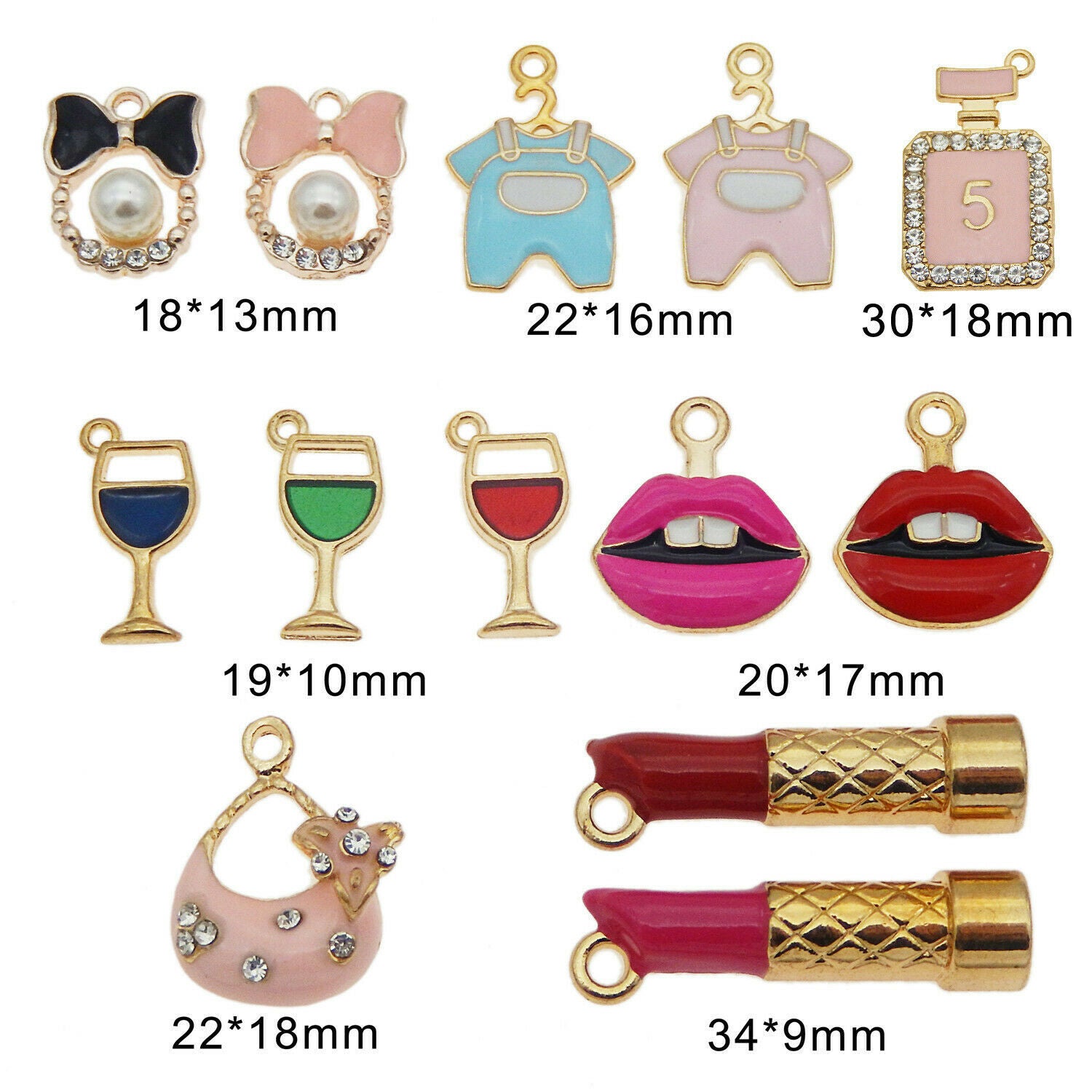 10 Mix Lot Purse Bag Charm Enamel Makeup Accessories DIY Crafting Jewelry Making
