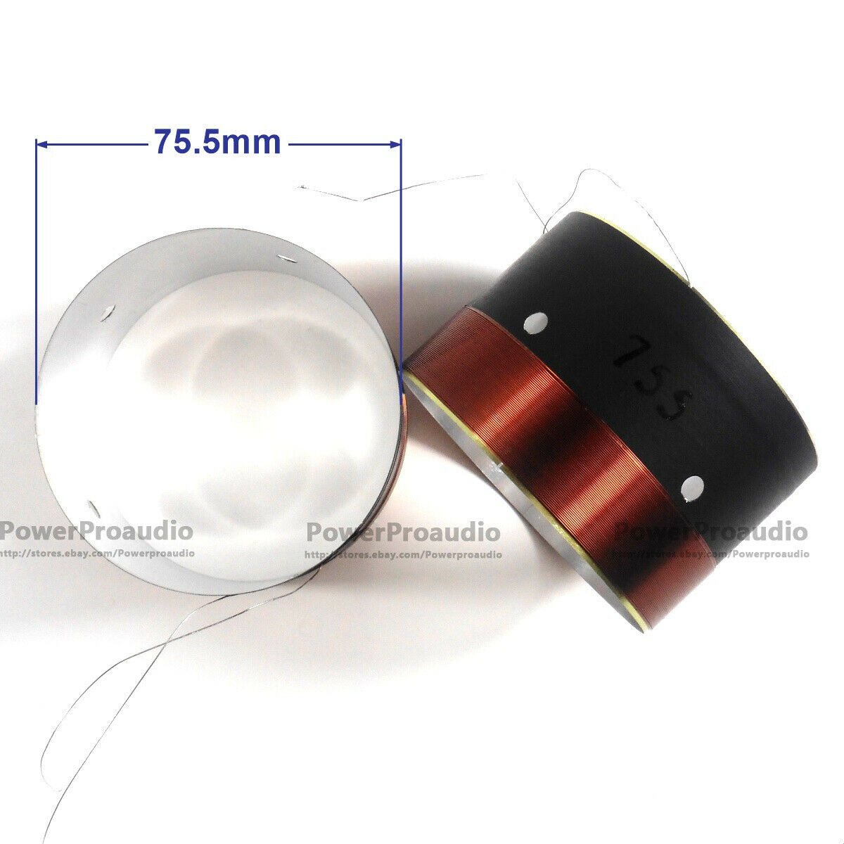 8pcs(4pair)  75.5mm White aluminum Bass voice coil Pure copper Round wire 8ohm