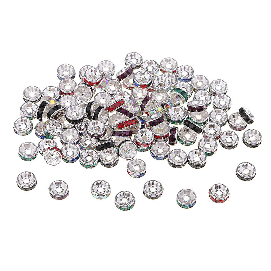 100x Metal Rondelle Beads DIY Spacer Beads Crystal Charms Beads Spacers 6mm