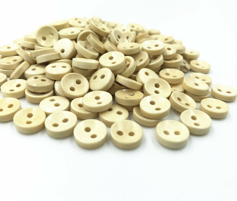 200pcs Wooden buttons beige Round Sewing clothes 2-holes Scrapbooking 10mm