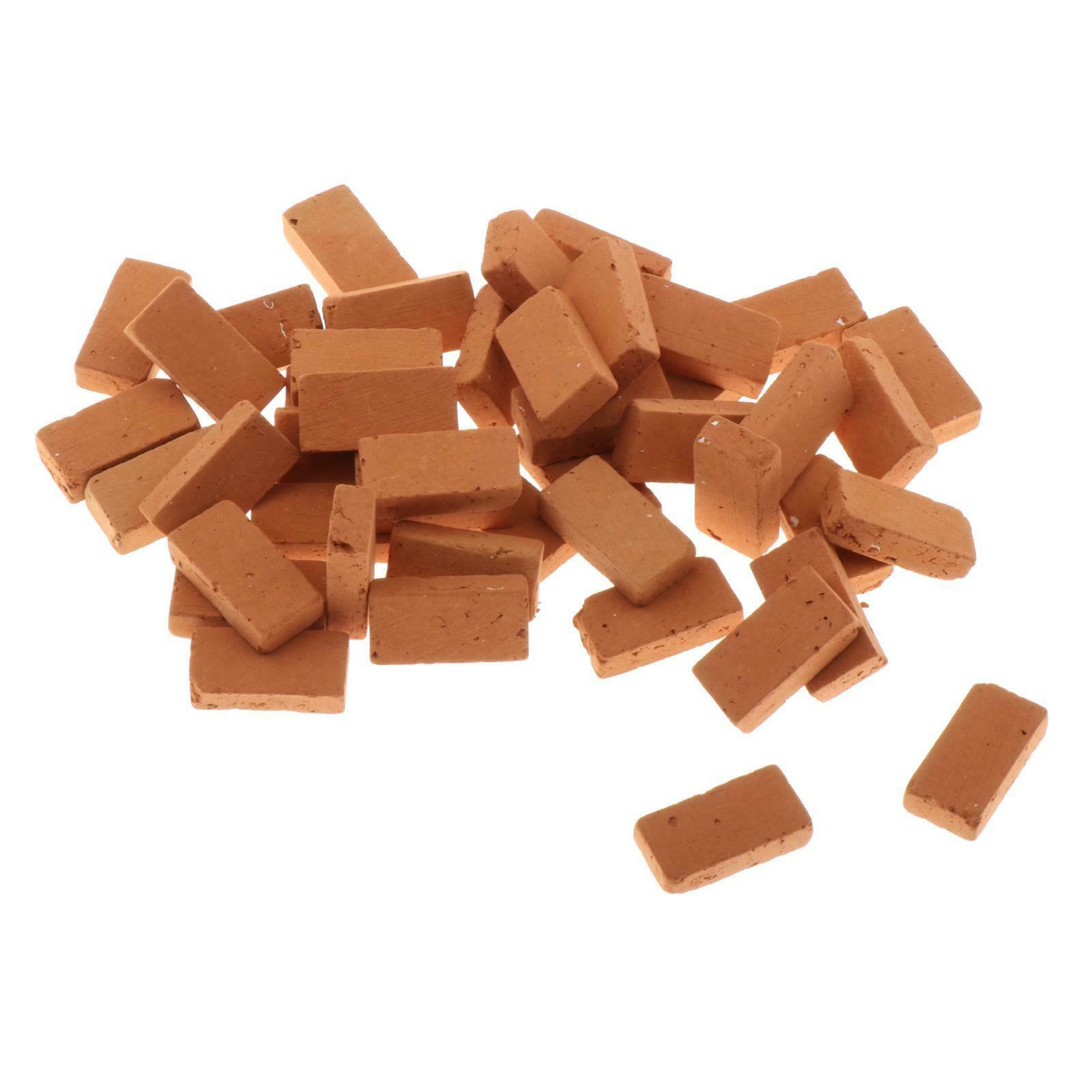 Pack of 50 Realistic 1/16 Scale Clay Brick Toys Decoration DIY Accessory