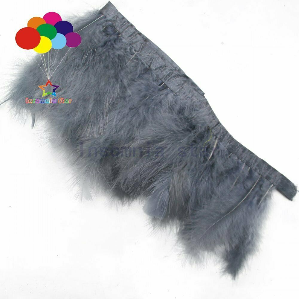 2 Meter 6-7" Dark Gray Marabou Feathers Trims Soft Fluffy Feather Ribbon Fringe