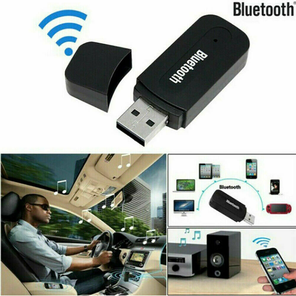3.5mm to USB Bluetooth Receiver AUX Audio Music Adapter System For Laptop Car PC