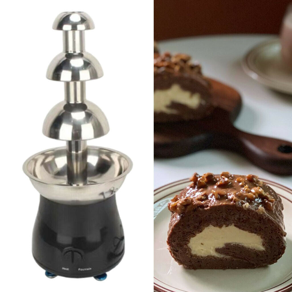 Stainless 4 Tiers Chocolate Fondue Fountain Machine Small For Party Plug-US
