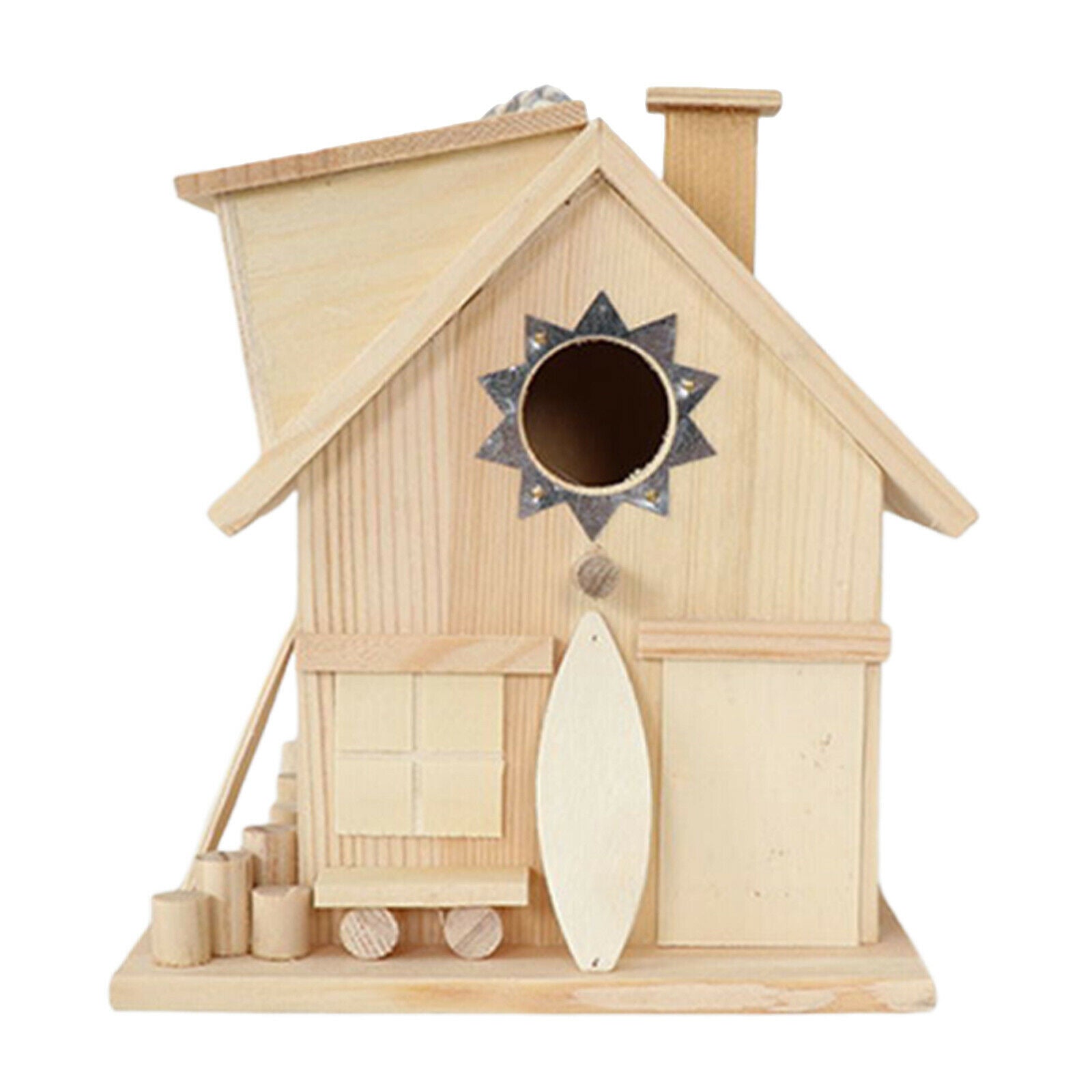 Solid Wood Rural Hanging Wild Bird Nest Sparrow Canary Bird House Rest Place