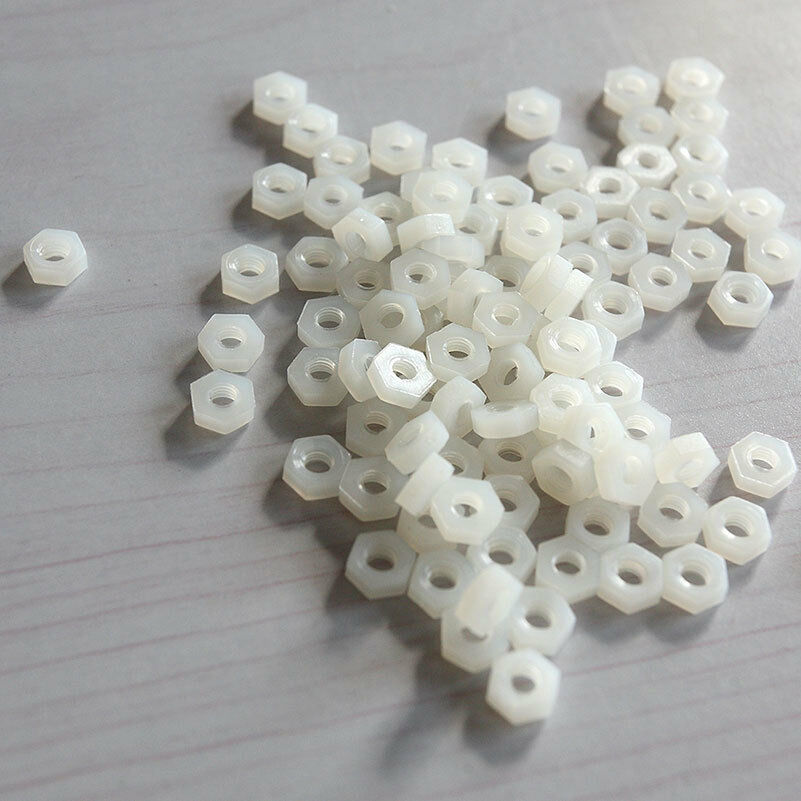 White Nylon Screw Nuts Hexagonal Standoff Spacer M3 Nut 100  aLSJCA