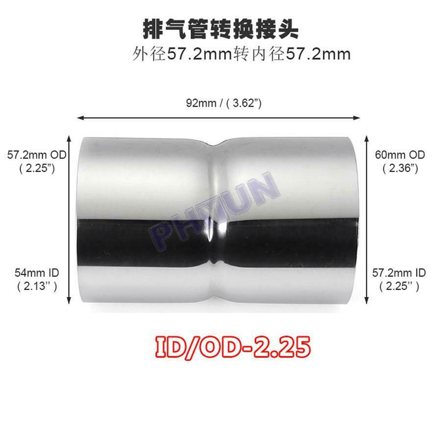 2.25" ID to 2.25" OD Car Truck Exhaust Pipe Connector Reducer Adapter Chrome