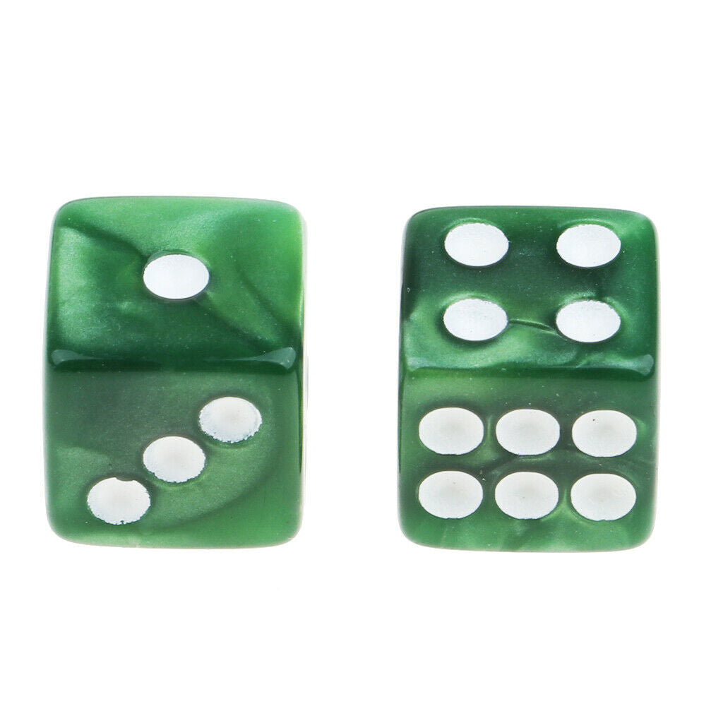 Pack of 50 Acrylic Six Sided Square D6 12mm Dice - Green with White Pips