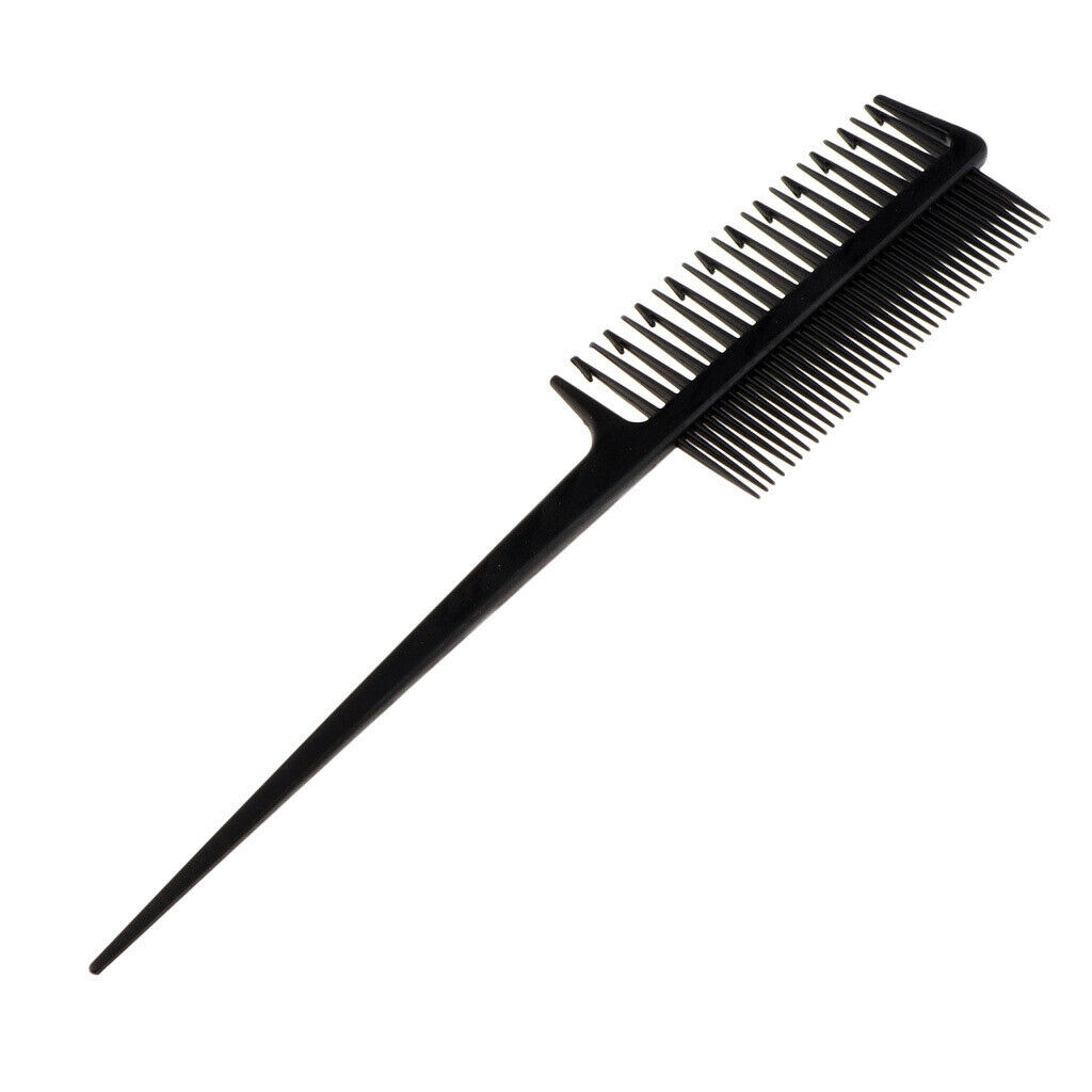 2-Way Plastic Barber Hair Dye Weaving Sectioning Foiling Tint Comb for Black