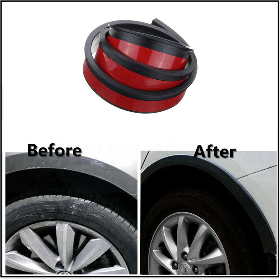 2Pcs 1.5M Car Fender Flares Extension Wheel Eyebrow Protector Lip Moulding Strip