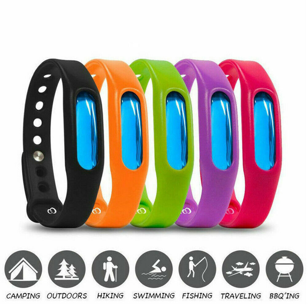 5pcs Anti Mosquito Insect & Bug Repellent Bracelet Bands Silicone Wristband g NC
