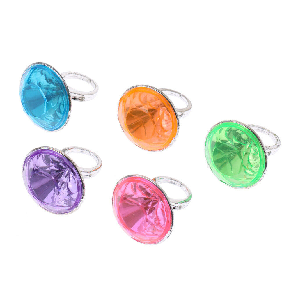 5 Pieces Colorful Plastic Diamond Rings Party Favor Toys For Kids Children