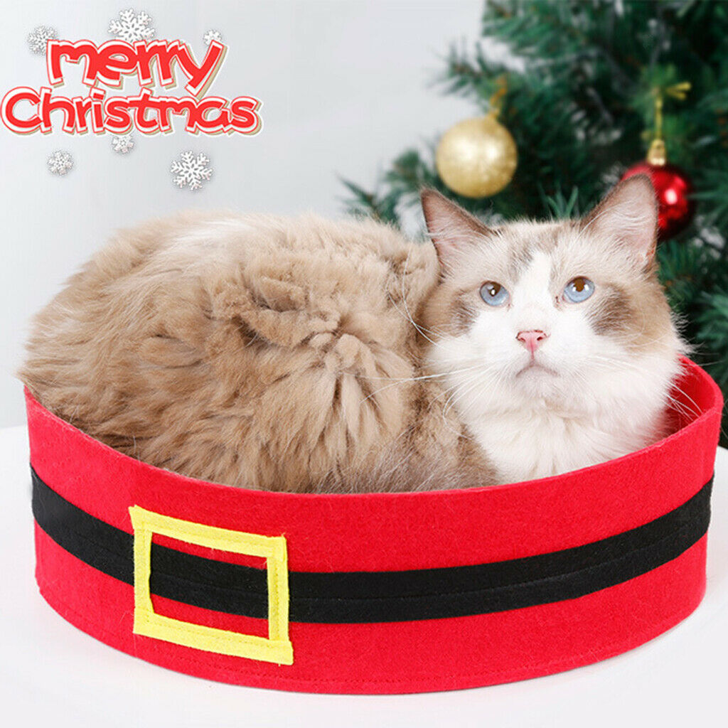 Christimas Cat Sleeping Bed Halloween Small Pet Cozy Bed Nest for Pet Red