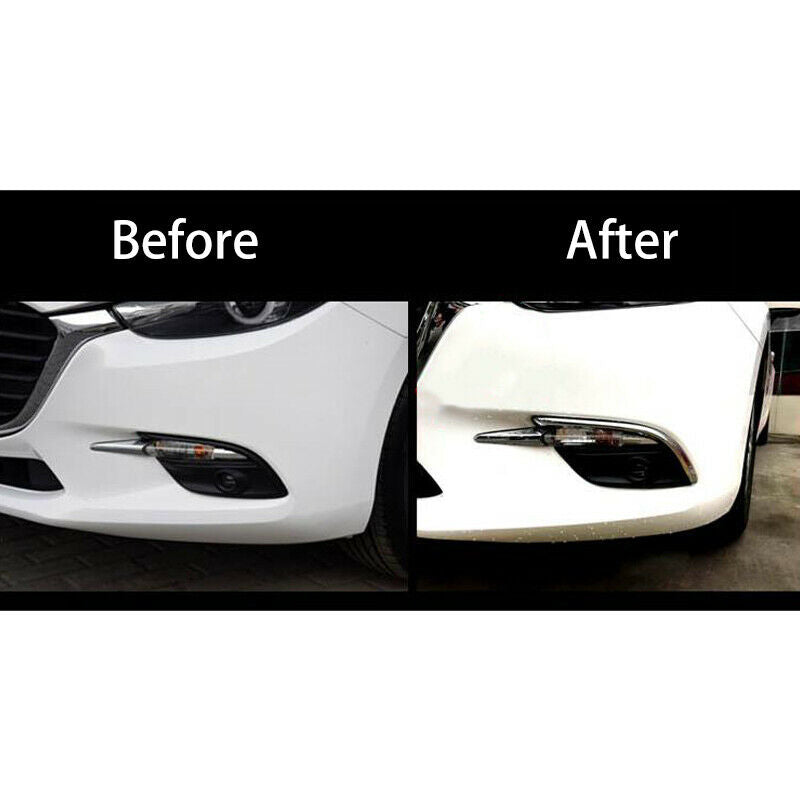 Car Chrome Front Fog Light Lamp Eyelid Eyebrow Trim Fit For Mazda 3 Axela