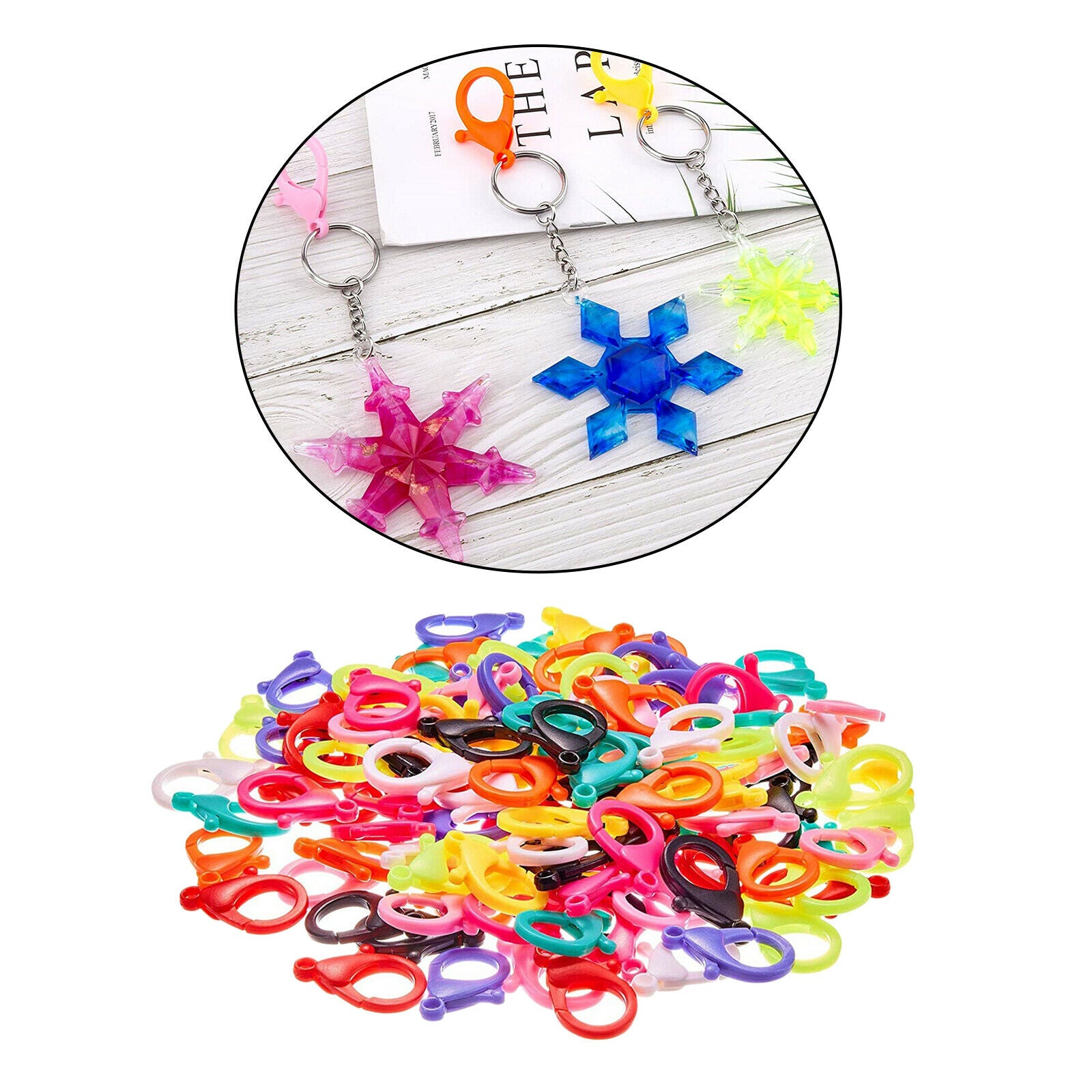 100 Pieces Colorful Plastic Clips Plastic Lobster Claw Clasps, Cute Lanyard Snap