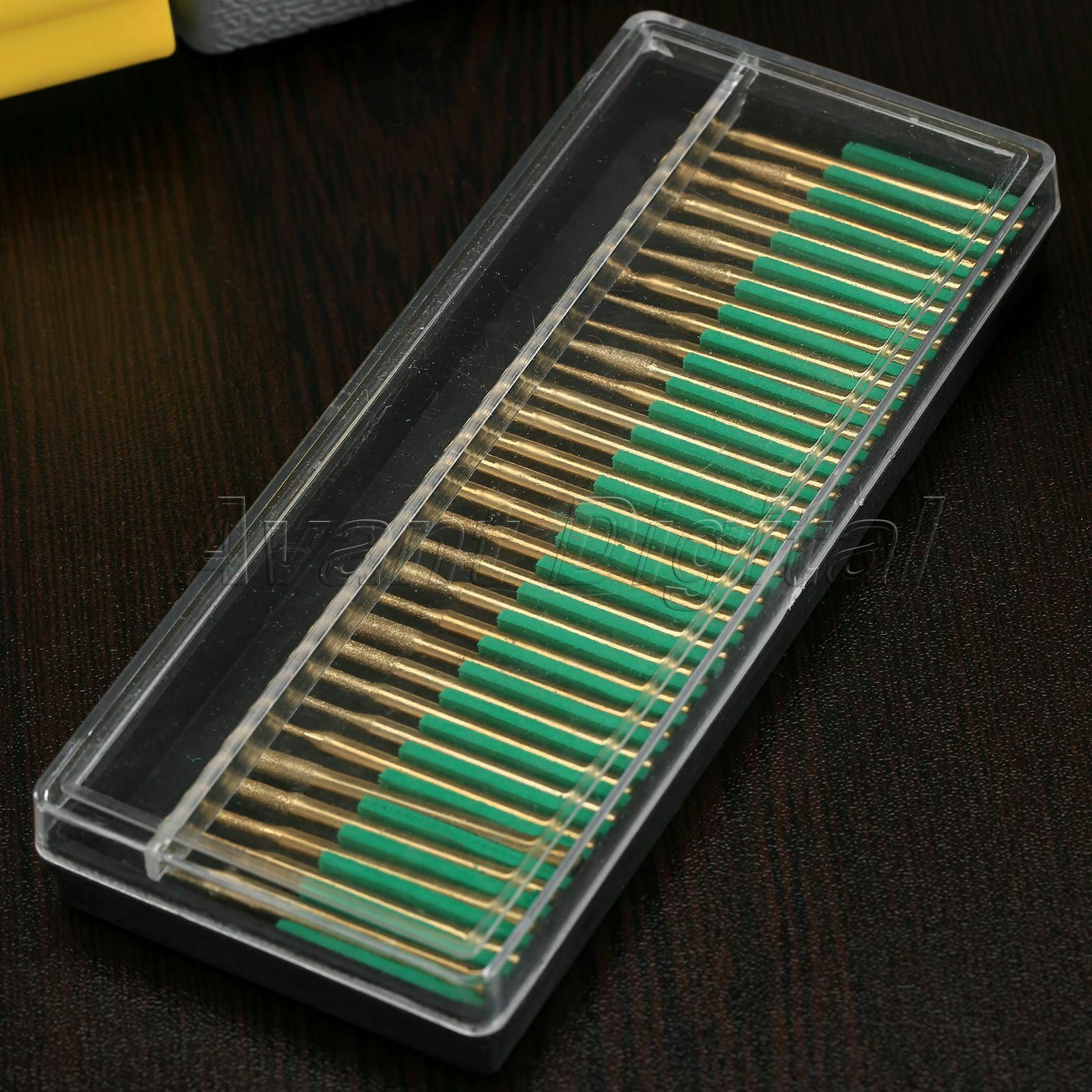 30Pcs Titanium Coated Diamond Burrs Points Head Set Die Grinders Rotary Tools
