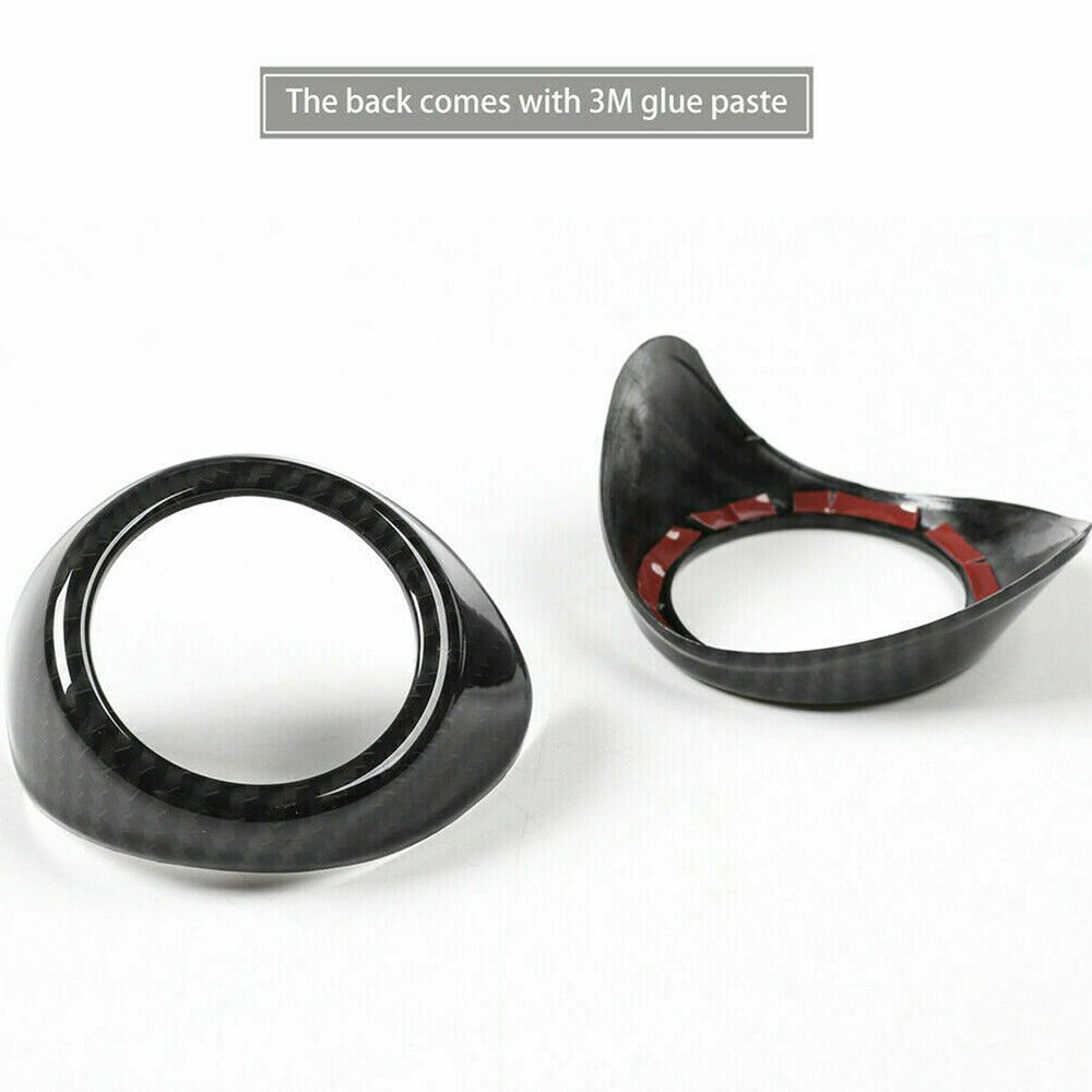 Carbon Fiber ABS Front Fog Light Lamp Ring Trim Cover For Ford mustang 2015-18