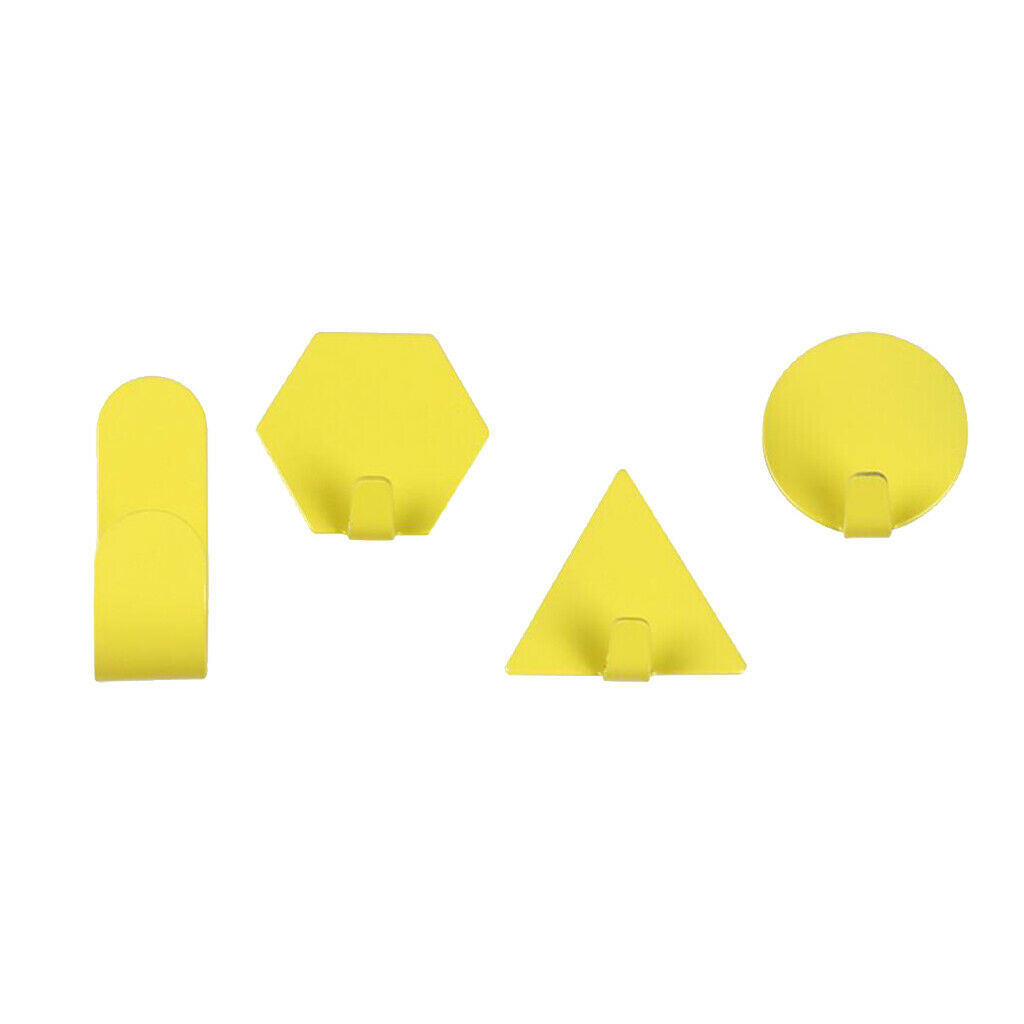 4pcs Self Adhesive Hooks Sticky Hangers Organizer Holder Multi-Color Yellow