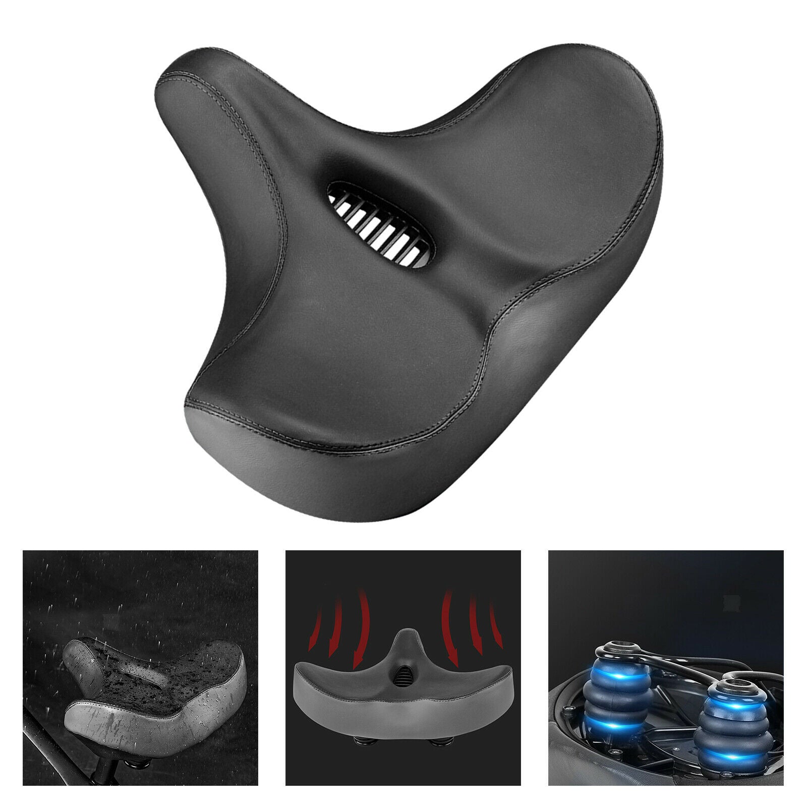 Waterproof Bike Seat Sporty Bicycle Saddle Replacement PU Leather Comfort