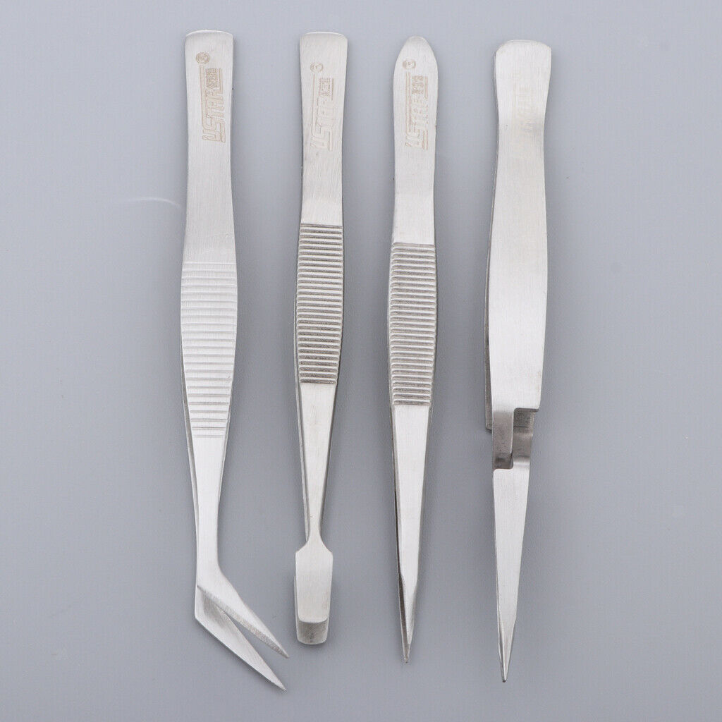 4 Pieces Tweezers Set - Craft Modle Building Jewelry Nail Art Hobby Picking Tool