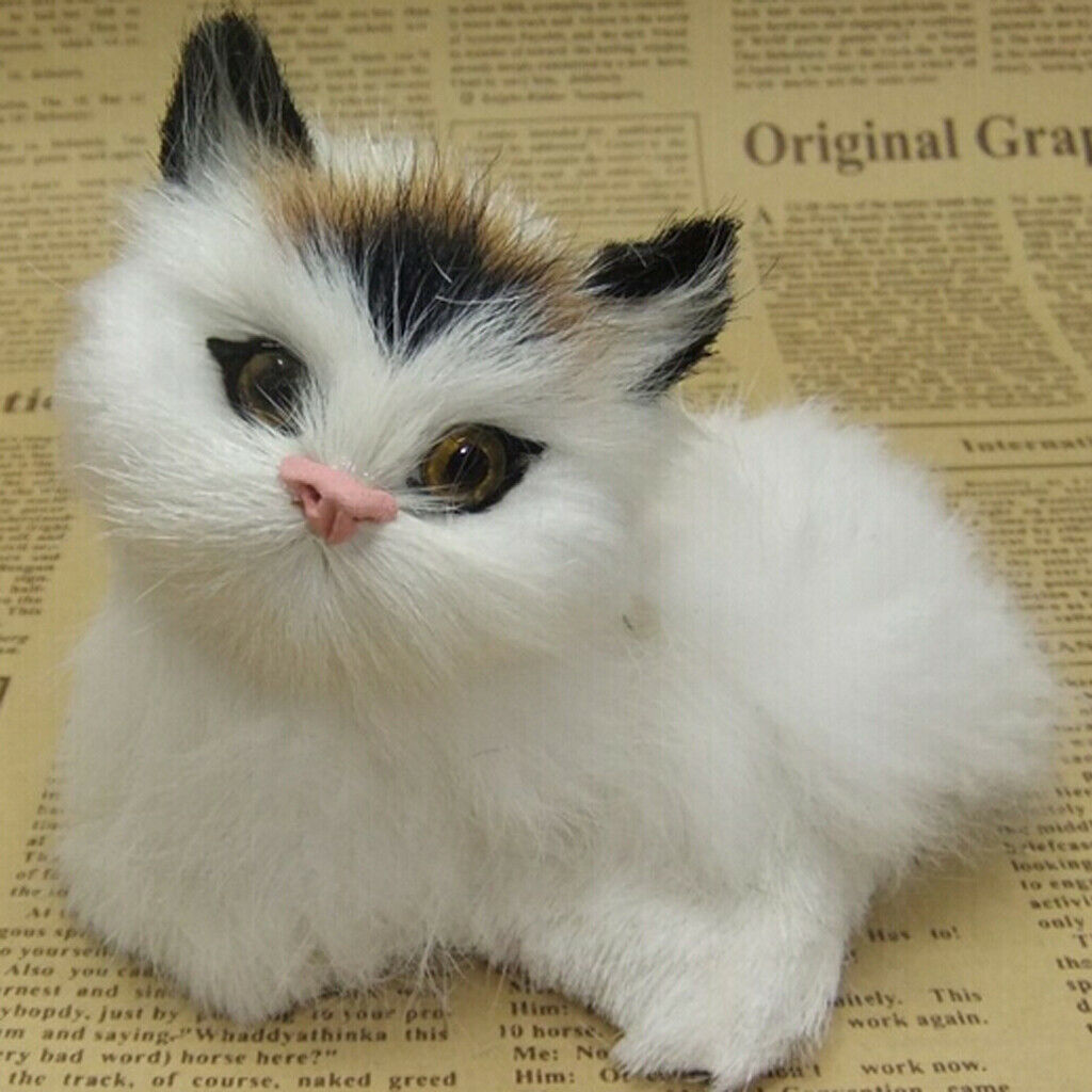 2 PCS Lifelike Cat Animated Plush Realistic Kitten Decor Toys for Kids Boys