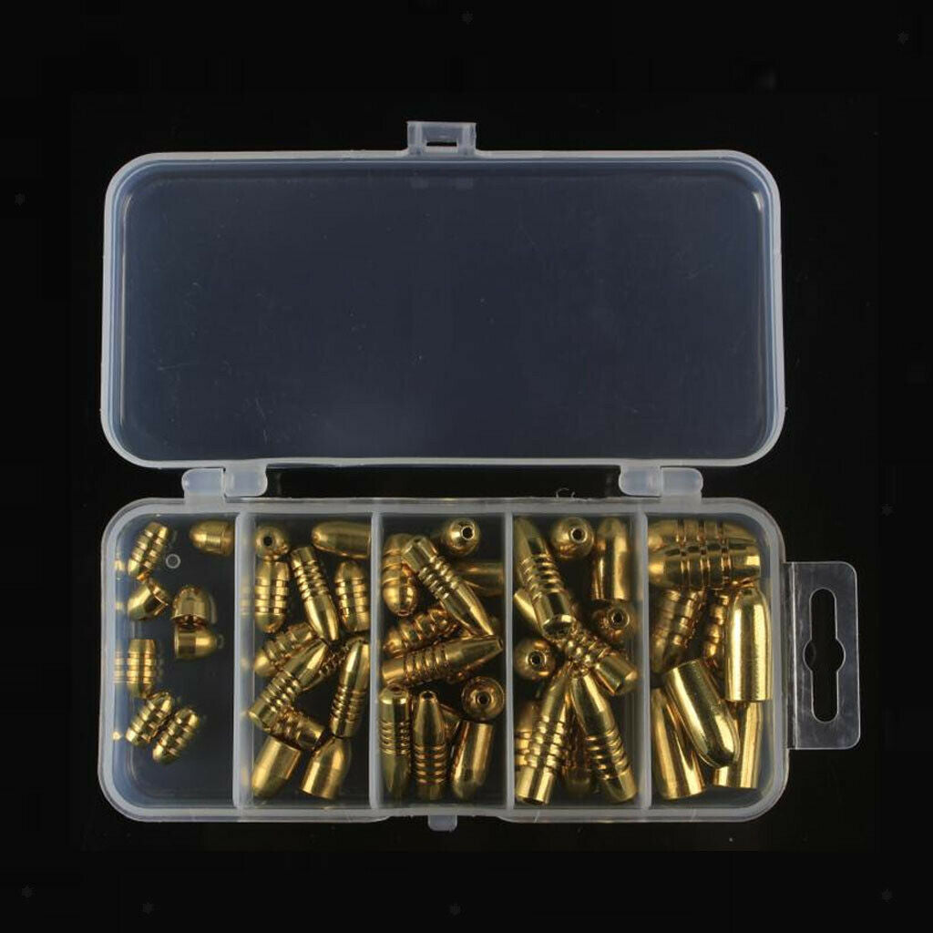 52pcs Brass Weights Bullet Shape Sinker Sea Carp Fishing   Sinker Tackle