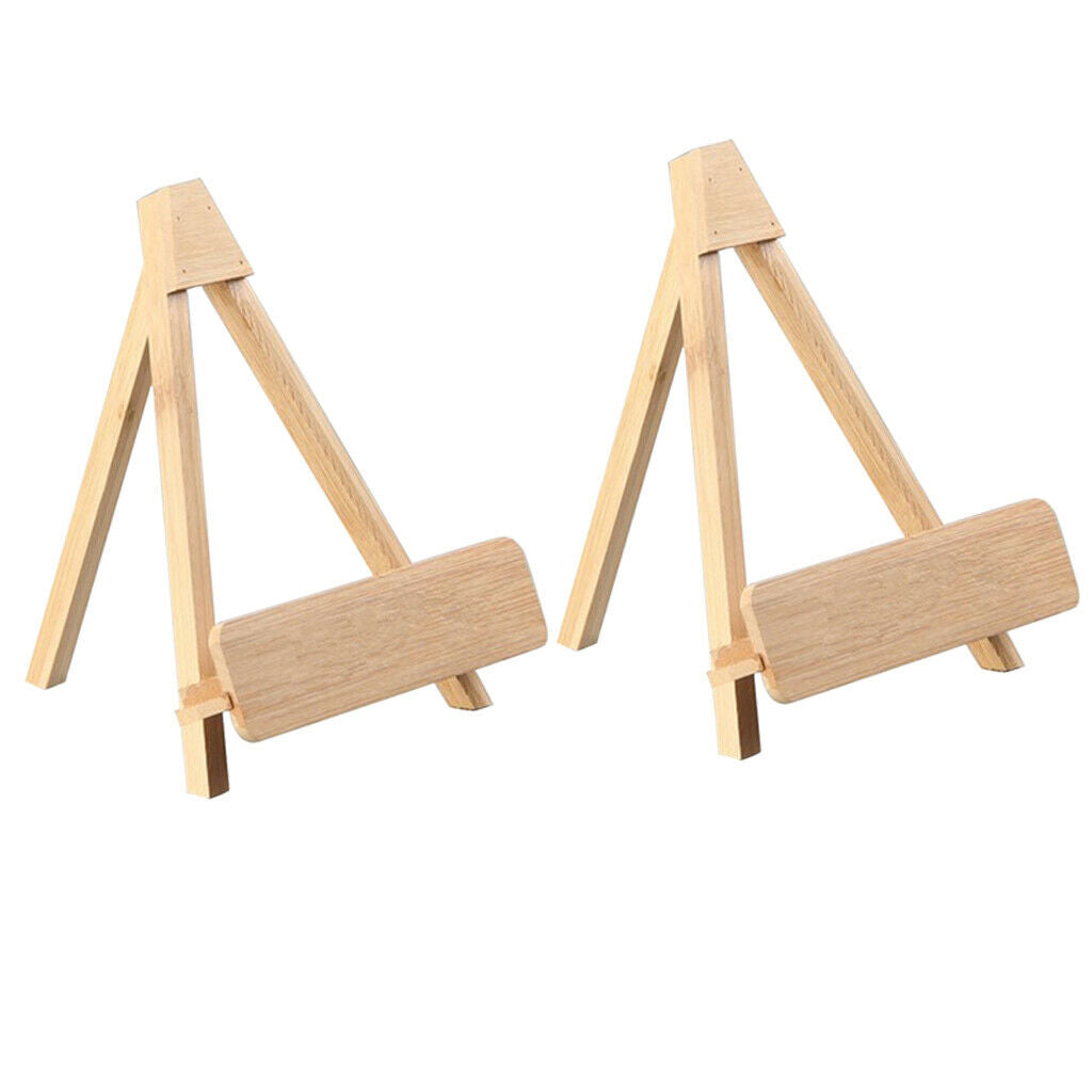 2Pcs Wood Easels Plate Display Stand Photo Picture Holder For Weddings Home