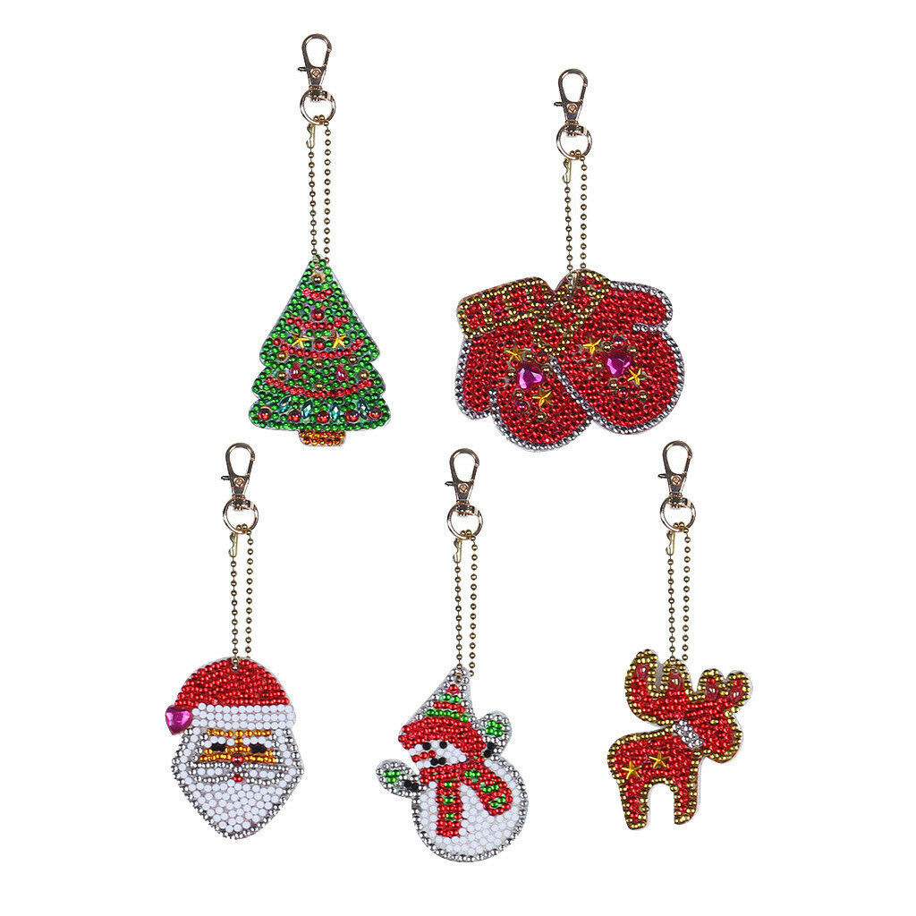 5pcs 5D Full Drill Special Shaped Diamond Painting Keychain Pendant Decors