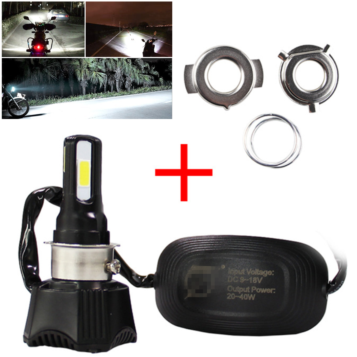 40W High Power Motorcycle Headlight LED Bulb 4COB 4400LM H4 HS1 H6 S2 Hi/Lo Beam