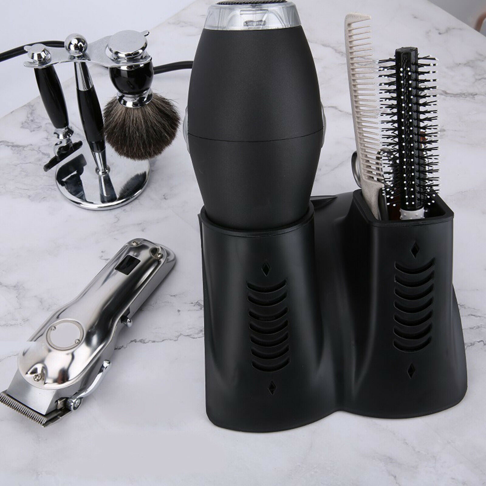 Desktop Hair Dryer Holder Dock Storage Scissors Organizer Blow Dryer Stand