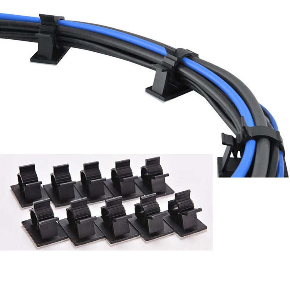 10P Cable Cord Wire Organizer Plastic Clips Ties Fixer Holder Self Adhesive SEDD