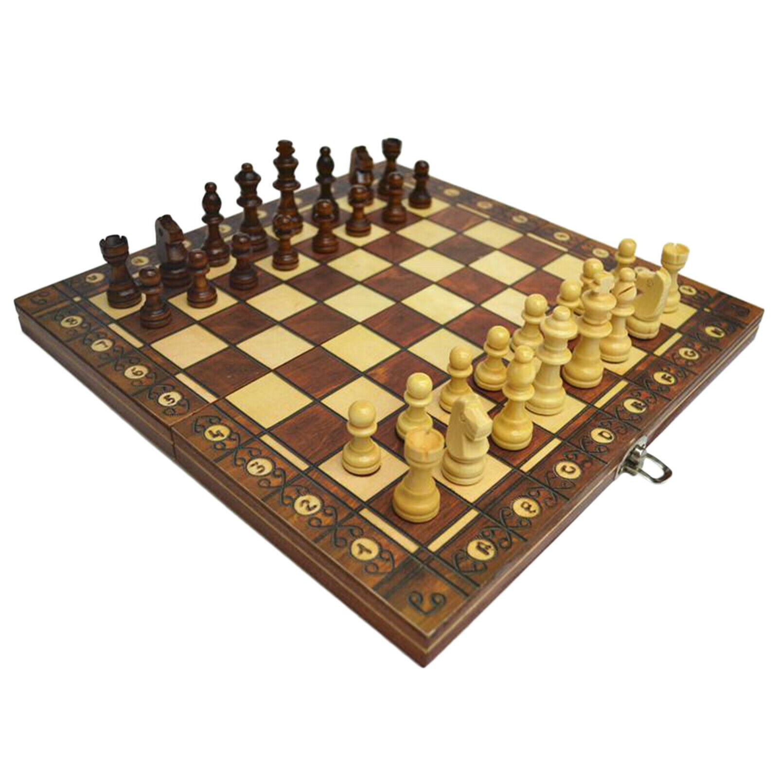 3-in-1 Combo Magnetic Folding Board Game Set Chess Checkers Backgammon 17x17inch