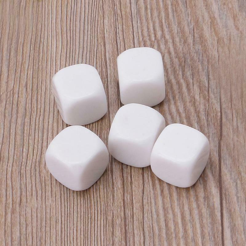 5pcs 20mm White Blank Acrylic Dice Kid DIY Write Painting Graffiti Family Games
