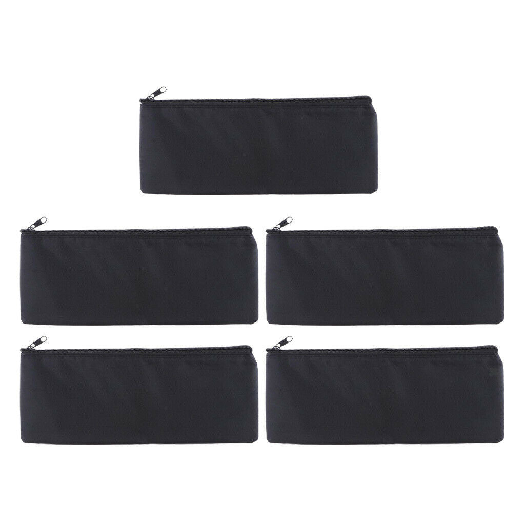 5Pcs Microphones Protect Zipper Bags Soft Pouches Oxford Cloth Black 31x11cm
