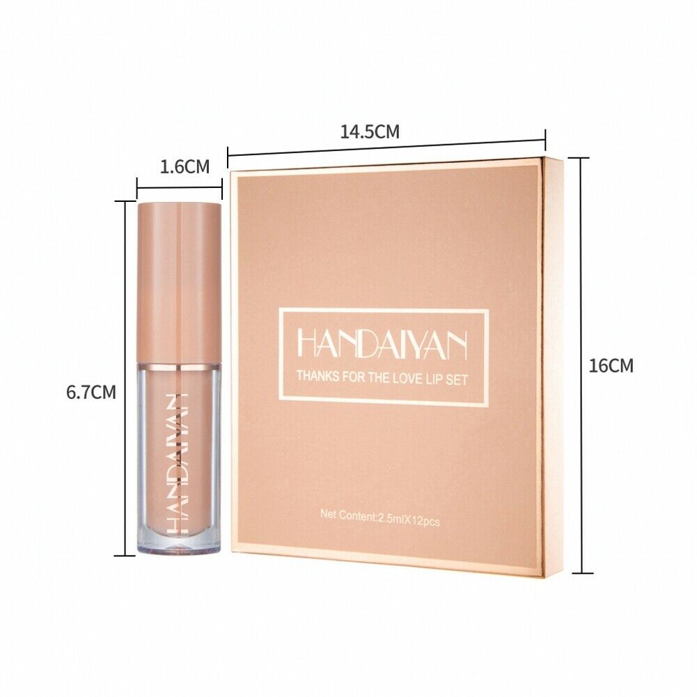 12Pcs/Box High Shine Waterproof Long-Lasting Lip Gloss +Matte Liquid Lipstick