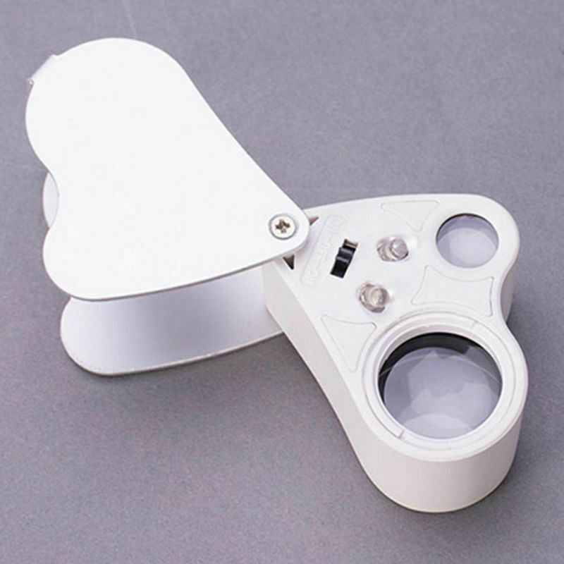 60X-30X Glass Magnifying Magnifier Jeweler Eye Jewelry Loupe Loop with/LED Light