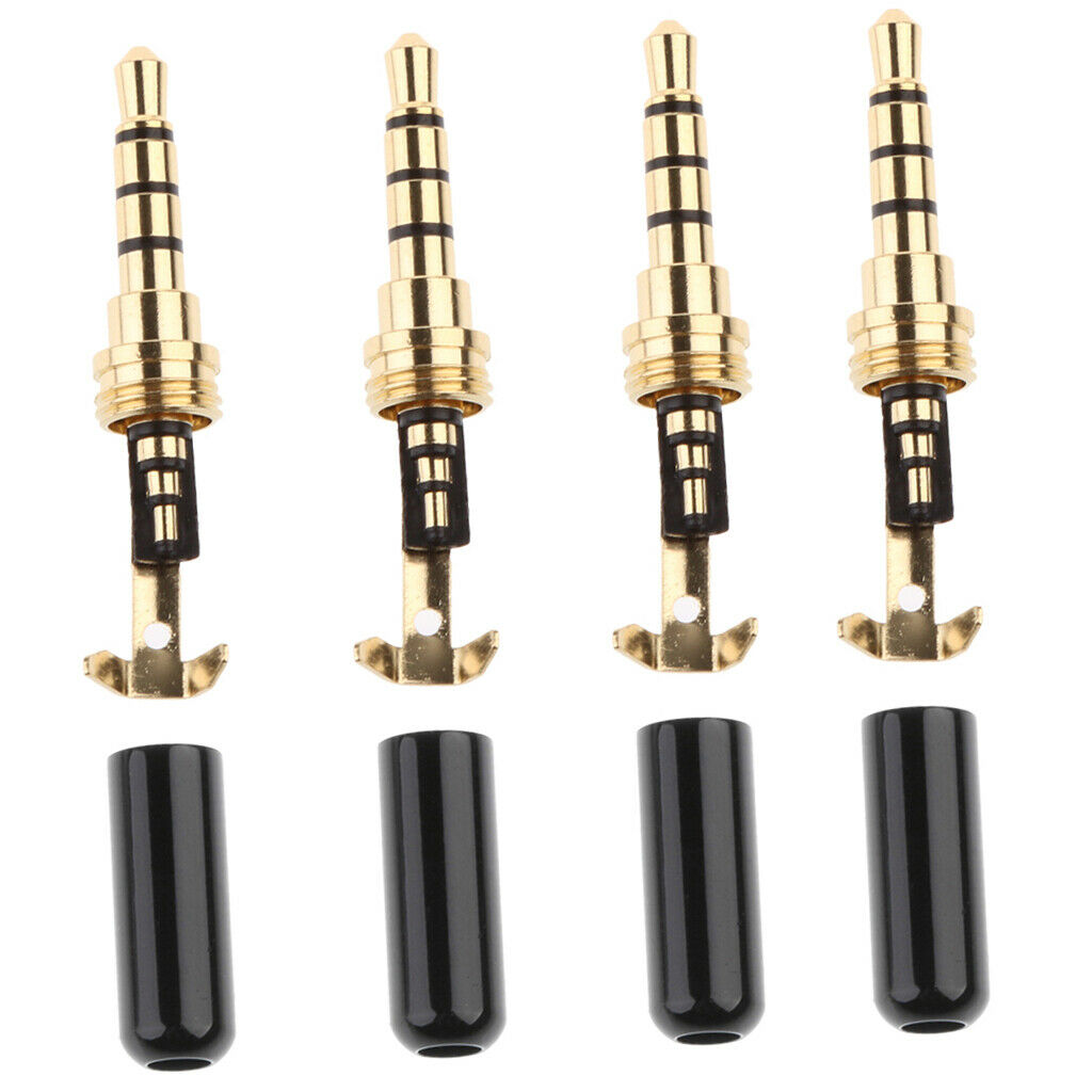 4x Replacement TRRS Male Plug 4 Pole 1/8inch 3.5mm Solder Type DIY Audio Cable