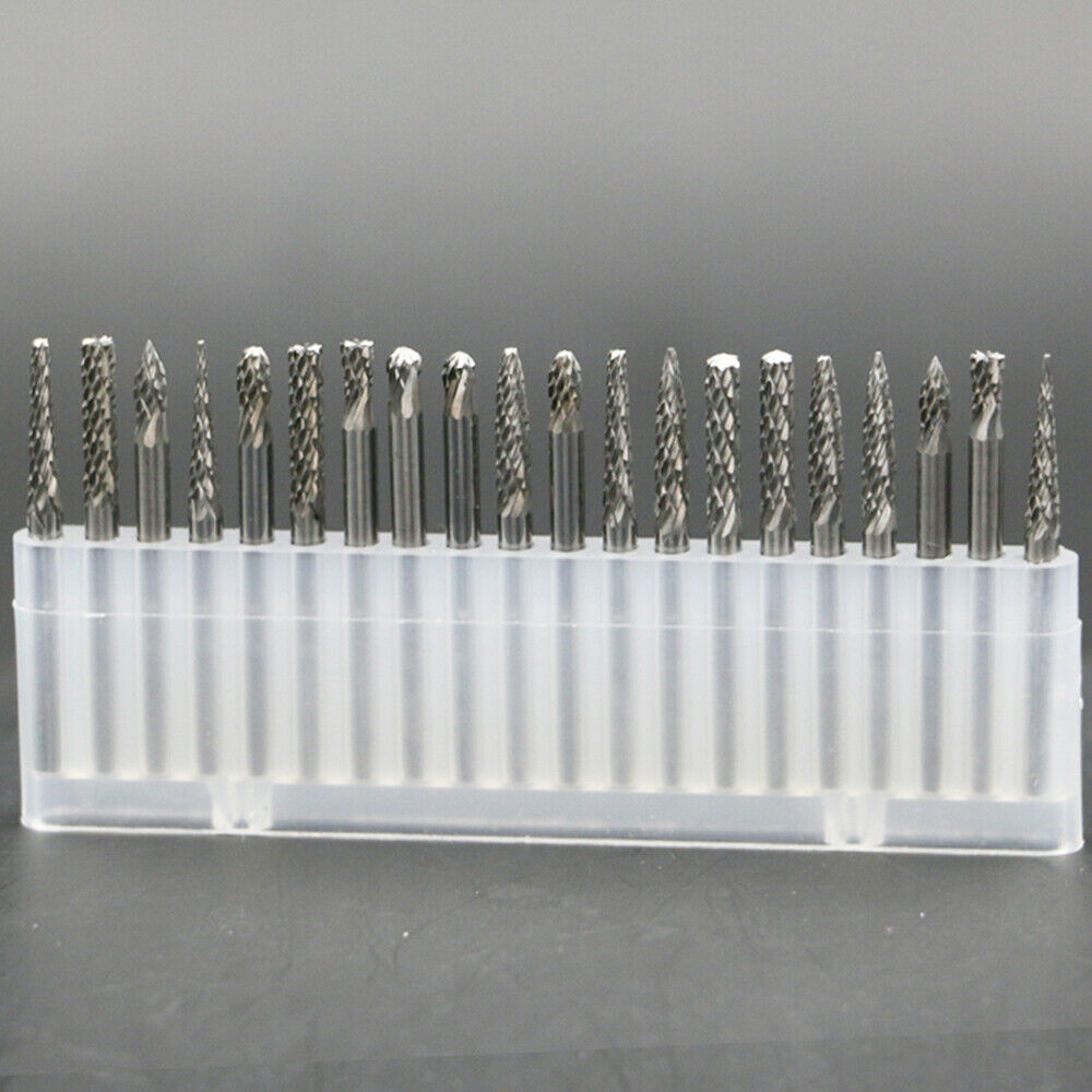 20Pcs Tungsten Carbide Rotary Burr SET 1/8" Shank Milling Cutter Drill Bit