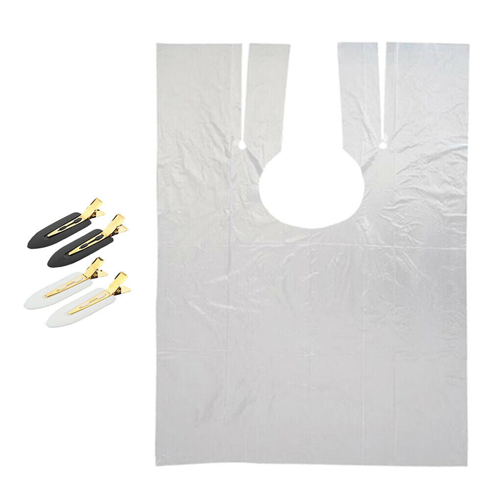 50pcs Disposable Hair Cutting Cape Gown Barber Capes Gowns w/ Hair Clips