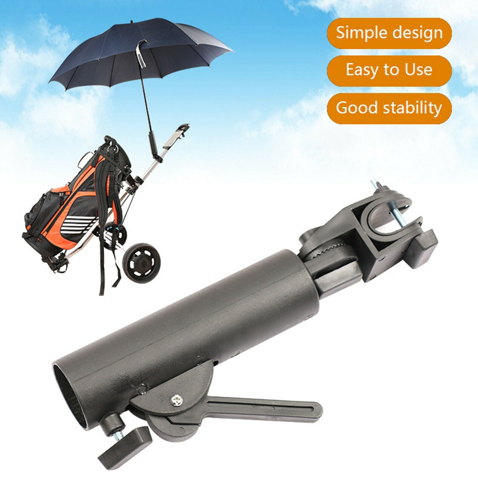 Push Cart Umbrella Holder - Golf Push Cart Umbrella Holder Adjustable Universal