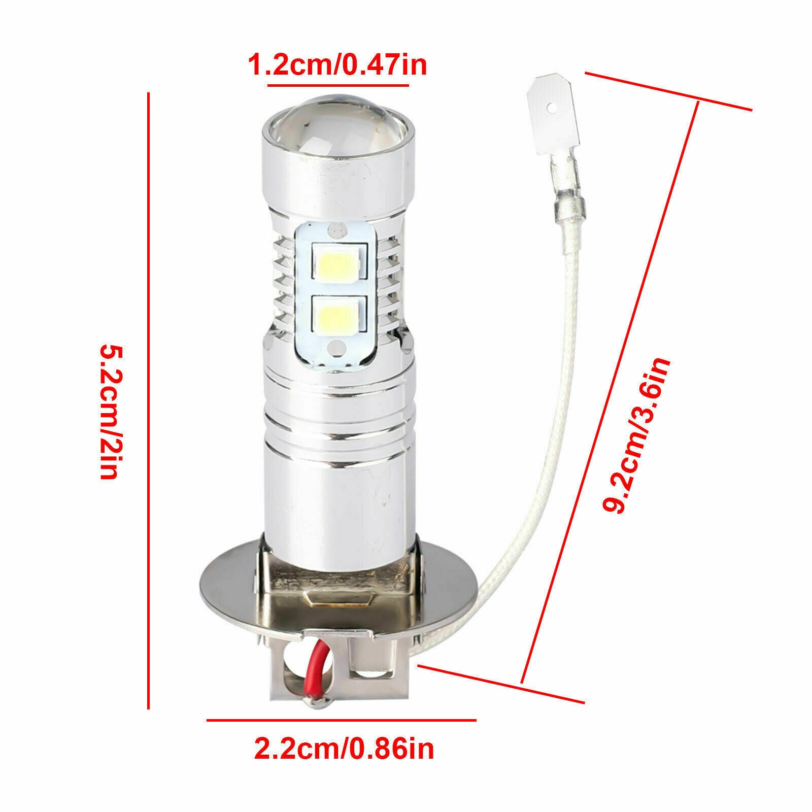 H3 CREE LED Fog Light Bulbs Conversion Kit Super Bright Canbus 6000K White 100W