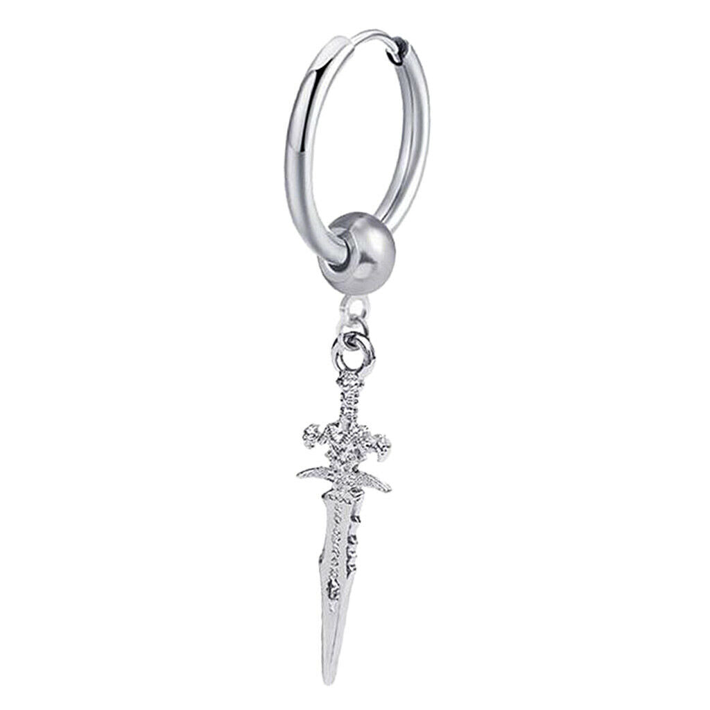 2PC Modern Long Dangle Earrings Earclip Cross Spike Huggie Hoop Stud Women