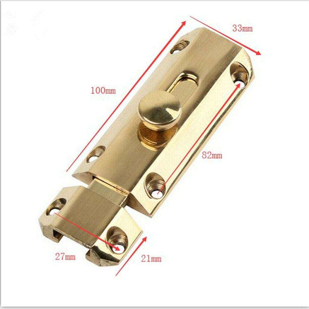 Brush Copper Door Slide Bolt Lock Gate Bolt Latch Safety Guard  100 x 33 x 20mm
