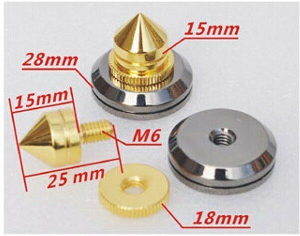 4pcs M6 HIFI Speakers spike Amplifier Cone Isolation Stand Foot Home Audio parts