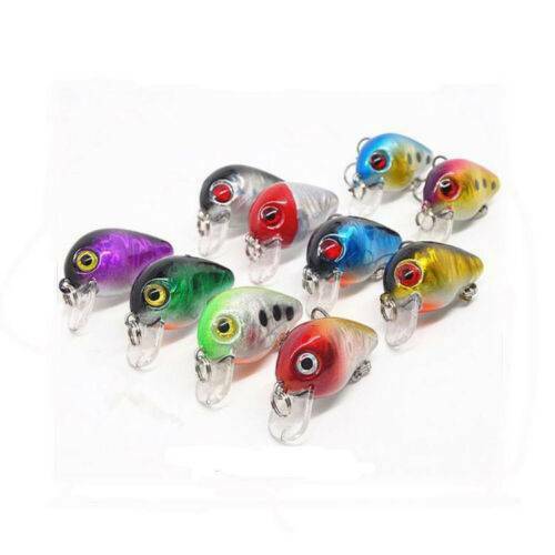 10 Fishing Lures Lots Of Mini Minnow Fish Bass Tackle Hooks Baits Crankbait