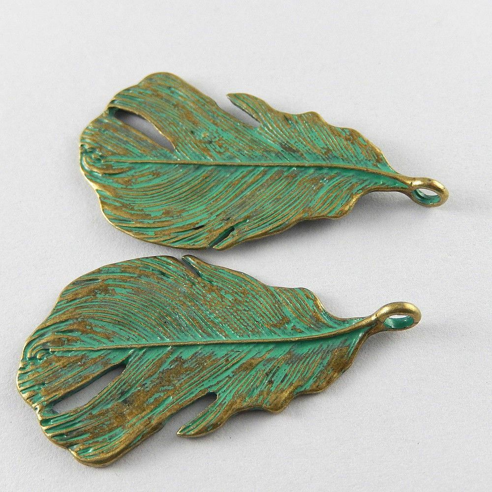 10 pcs Retro Patina Banana Leaf Alloy Pendant DIY Jewelry Making Charm 49*25mm